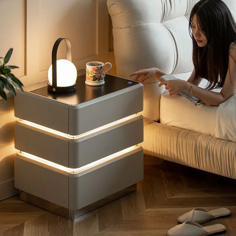 ATUNUS Italien Nordic Minimalist Smart Furniture Nachttisch schrank Drahtloses Laden Multifunktions-LED-Nachttisch