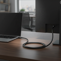 Kabel USB4 Sudut Kanan Nylon Kustom Pabrikan 240W PD3.1 5A Pengisian Cepat 40Gbps Kompatibel Thunderbolt 4/3 Video 8K Tipe C