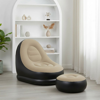 Canapé gonflable portable avec pouf, doux et confortable, parfait pour la maison, le camping en plein air, les fêtes, installation et rangement faciles