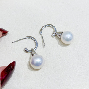 S925 <b>Silver</b> DIY Pearl Accessories Empty Tray with 9-15mm Round <b>Beads</b> Fashionable Drop Earrings 22131 - Product Image 3