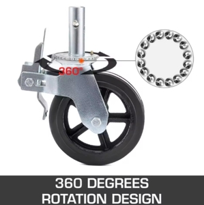 Rodízio Ajustável de 200mm para Andaime Baker, Rodas de Andaime Elétricas/Pneumáticas de 6 e 8 Polegadas com Trava - Product Image 5