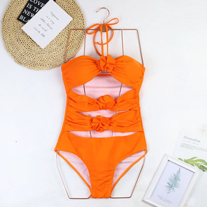 Nouveau <span class=keywords><strong>maillot</strong></span> <span class=keywords><strong>de</strong></span> <span class=keywords><strong>bain</strong></span> une <span class=keywords><strong>pièce</strong></span> uni, couleur <span class=keywords><strong>orange</strong></span>, bikini, <span class=keywords><strong>maillot</strong></span> <span class=keywords><strong>de</strong></span> <span class=keywords><strong>bain</strong></span> à fleurs pour femmes - Product Image 5
