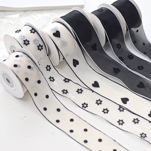 Bande tissée de fil coulant de style coréen 100% polyester matériel 3.8cm largeur mode motif imprimé - Product Image 1