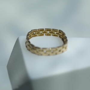 Anillo de cadena suave de eslabones curvos de oro sólido de 18 quilates hecho a mano para mujer, banda Eternit atemporal moderna para compromiso de boda, regalo de moda - Product Image 2