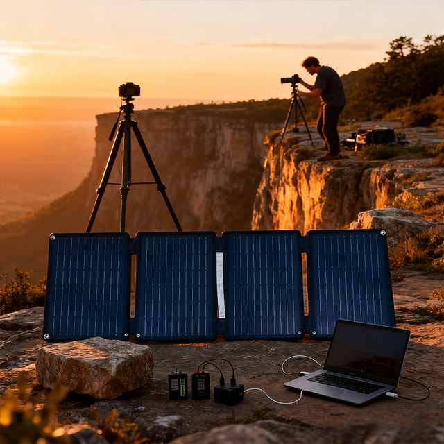 Factory Direct Price 40W Waterproof Black Solar Charger USB Type-C DC Outdoor Portable 23% Efficiency Panel for Phone Free