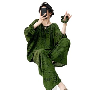 Cotton Silk 2 Piece Shorts Set Women Spring Summer 2025 New Long-Sleeved Breathable Casual Loose Fit Home <strong>Wear</strong> - Product Image 5
