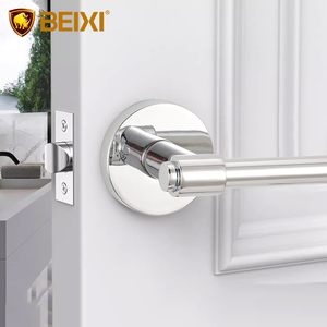 ドアハンドルロック亜鉛合金レバードアハンドルキーレスブラッシュクローム研究室モダンデザイン - Product Image 1