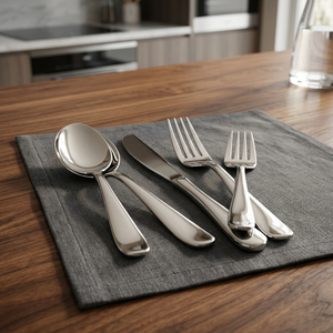 Ensemble de couverts de mariage en acier inoxydable de qualité supérieure, style américain, finition miroir, couteaux, fourchettes, cuillères, design unique BS International - Product Image 1