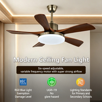 Ventilateur de plafond moderne 54 pouces à 5 pales, bronze antique, avec éclairage LED DC 6 vitesses, gradation progressive 3000-6000K, télécommande, ODM/OEM