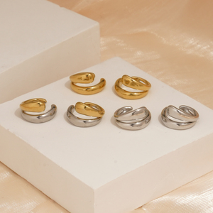 Orecchini Ear <span class=keywords><strong>Cuff</strong></span> a Clip da Donna Clioro Nuovi Arrivi Fashion in Acciaio Inossidabile PVD Oro Impermeabili - Product Image 3