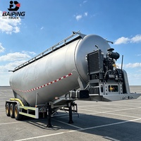 Semi-remorque citerne à poudre d'acier BAIPING haute capacité à 3 essieux avec compresseur d'air pour transport de ciment, charge utile 50T, Asie du Sud-Est