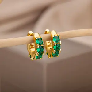 Wannee OEM Small Hoop Earrings 18K Gold Plated Cubic Zirconia Spike Bead Ball Huggie Earrings Jewelry For Women