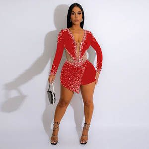 ZQK2582 Combinaison sexy de perles de strass transparents <span class=keywords><strong>pour</strong></span> femmes Combinaisons de style européen et américain - Product Image 5