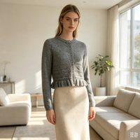 Cardigans en tricot rose personnalisés pour femmes Cindy – OEM & ODM – Hauts en tricot de haute qualité, pull-over en maille à manches longues, design exclusif