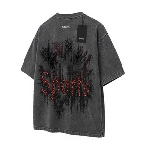 Camiseta de hombre con lavado ácido, estilo vintage, de algodón, corte holgado, premium, informal, moda urbana, manga corta, top de verano, antiencogimiento - Product Image 1