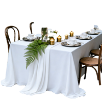 Nappe de table en polyester de style français blanc de luxe |   Housse de table rectangulaire imperméable faite à la main personnalisable pour mariage/fête