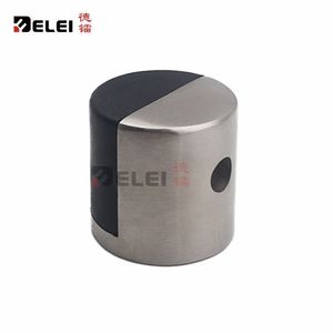 Butée de porte Delei en alliage de zinc 40x40mm, fixation au sol, design moderne et épuré, finition nickel sablé - Product Image 2