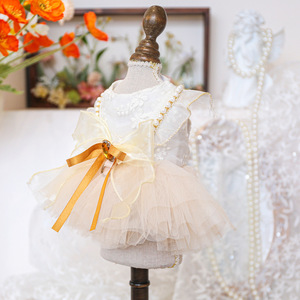 Pet Spring/Summer Collection: Teddy Bear, Bichon Frise, Pomeranian, <b>Cat</b>, and Puppy <b>Clothes</b> - Gold-Plated Wedding Dress - Product Image 5