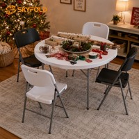 Tables pliantes en plastique portables et chaises empilables en métal pour un rangement facile