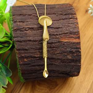 Collier pendentif cuillère en laiton fait main bijoux Boho uniques amulette ethnique tribale, Long collier en laiton bijoux de déclaration artisanale - Product Image 1