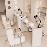 Table à ongles moderne JINCHENG de style français classique, couleur personnalisée, avec aspirateur de poussière métallique portable pour salon de manucure et salon.