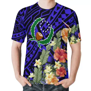 Bird of paradise flowers Design pohnpei Polynesian Traditional Tribal Hibiscus Sublimation printing T-shirts Men Drop shipping