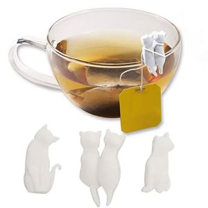 Marqueurs de verres en silicone en forme de chat, qualité alimentaire, infuseur à thé pour cuisine, accessoire écologique sans BPA au style mignon - Product Image 6