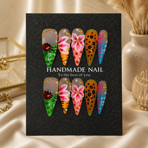 <span class=keywords><strong>Faux</strong></span> Ongles en Acrylique Faits Main en Gros, Motifs Floraux 3D en Relief, Cadre Métallique, Conception Personnalisée OEM ODM, Direct Usine - Product Image 3