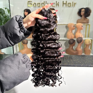 Extensioni per <span class=keywords><strong>capelli</strong></span> umani con piume senza nodi, pre-separate, 100% <span class=keywords><strong>capelli</strong></span> indiani grezzi per intrecciare, riccioli birmani, linea Feather Line - Product Image 2