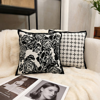 Bantal Sofa Chenille Mewah Gaya Nordik, Dapat Disesuaikan, Motif Tanaman Bunga, Modern Minimalis, Rajutan Jacquard, Dapat Dilepas