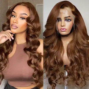 Chocolate Brown Lace Front Wig Human Hair 150% Density 13X4 Body Wave Lace Front Wig Human Hair Hd Transparent Glueless Wigs