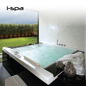 Bañera Moderna de Acrílico con Acabado en Piedra Blanca, Modelo Peninsula Overflow Square, para Baño - Product Image 3