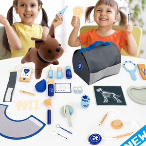 Ensemble de jouets en bois pour docteur animalier pour enfants, jeu d'imitation, outils médicaux réalistes, cadeau éducatif pour jeu de rôle - Product Image 1