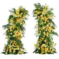 Nouvelle Arrivée L-R168 Arche de fleurs artificielles personnalisée de haute qualité en forme de corne pour la décoration florale de scène de mariage