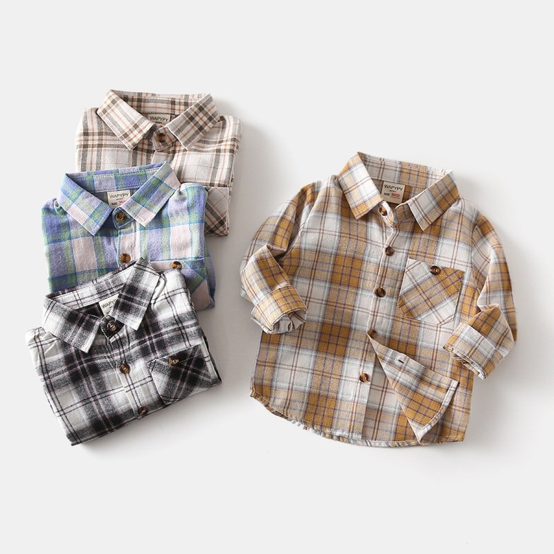 2025 New Autumn Boys Plaid Shirts