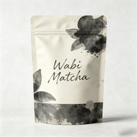 Sacs refermables personnalisés en papier kraft recyclable pour poudre de matcha de qualité alimentaire