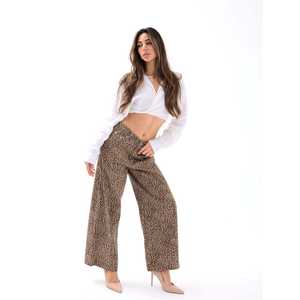 กางเกงขากว้างพิมพ์ลายสำหรับผู้หญิงจากมิวนิก พร้อมกระดุมปิดลายเสือดาว กางเกงเอวสูงสำหรับใส่ลำลอง - Product Image 2