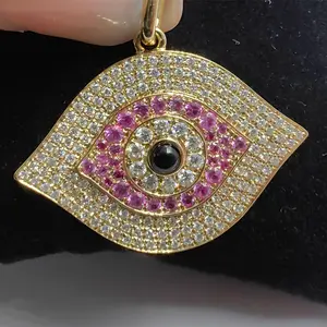 Lab-Grown Diamond VS EvilEye Pendant 18K Solid Gold Customize Jewelry Large Diamond Eye Pendant Fine Jewelry Anniversary Gift