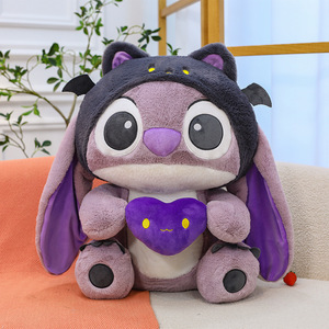 Peluche grande e simpatico più venduto, peluche <span class=keywords><strong>Stitch</strong></span> a tema oscuro, simpatico cuscino <span class=keywords><strong>Stitch</strong></span>, portachiavi in peluche per compleanno - Product Image 6