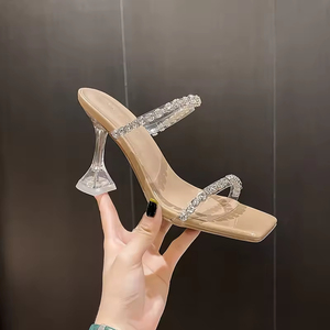 Sandales à talons ultra hauts pour femmes en cuir verni à bout ouvert avec bride, idéales pour l'été et les soirées sexy en boîte de nuit - Product Image 1