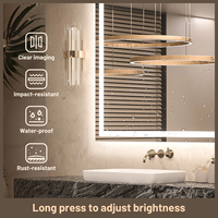 Miroir de salle de bain LED rectangulaire, bande lumineuse intégrée, miroir de maquillage mural anti-buée, étanche IP44 pour salle de bain