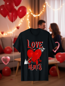 Divertente maglietta con freccia di Cupido Love Hurts per San Valentino, 100% cotone, vestibilità casual, unisex, girocollo, manica corta, jersey stampato - Product Image 2