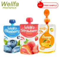 Sac de poche imprimé personnalisé réutilisable à presser pour aliments pour bébés gelée sac de poche pour jus de fruits sauce pomme emballage de yaourt