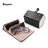 Boyarn Portable Lunettes Organisateur 2/3/4/5/6 Multi-Slot Lunettes Pliant Soleil Pu Étui En Cuir Lunettes Affichage Valise Usine