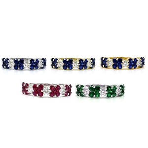 Hong Kong vente en gros magnifique raffiné nouveau 18K solide or blanc classique mariage vrai diamant gemme bleu saphir bague femmes - Product Image 4