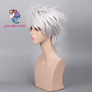 Pelucas de <span class=keywords><strong>Cosplay</strong></span> Ainizi al por Mayor, Color Blanco Plateado, <span class=keywords><strong>Kakashi</strong></span>, Alta Calidad, Precio Económico, 13 Pulgadas, Cortas, Sedosas y Lisas, para Fiestas - Product Image 4