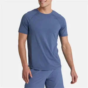 T-shirt d'entraînement de fitness court de course respirant à séchage rapide pour hommes, couleurs unies pour hommes, vente en gros du fabricant