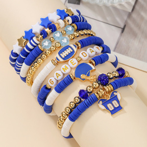 เครื่องประดับแฟชั่น ชุดสร้อยข้อมือดินโพลิเมอร์แบบซ้อนได้ ดีไซน์รูปหัวใจและตัวอักษร ของขวัญสำหรับทุกเพศ อุปกรณ์เสริมที่สวมใส่ได้ - Product Image 4