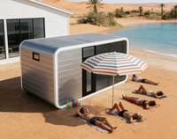 Maison Capsule Moderne Apple Cabin, Maison Préfabriquée, Tiny House, Maison Mobile, Mur en Verre et Terrasse en Bois, Glamping, Vente en Gros Direct Usine