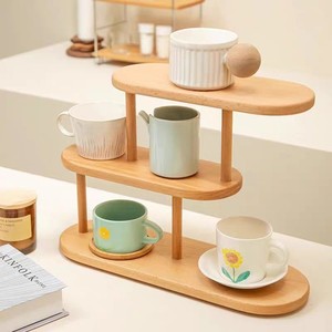 Wooden Storage Rack 3 Tier Natural Color Standing Desk Organizer For Cosmetics And Small Items - Product Image 4